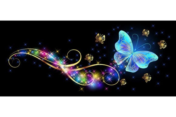 Download Blue Butterfly Fairytale Sparkle Stars - Premium Resources